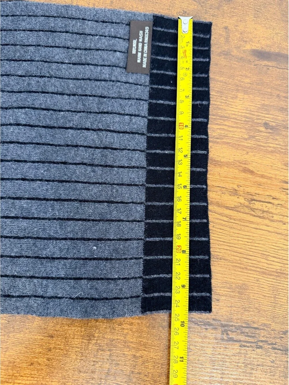 V. Fraas Men's Reversible Gray Black Pinstripe 100% Wool Scarf 66x10